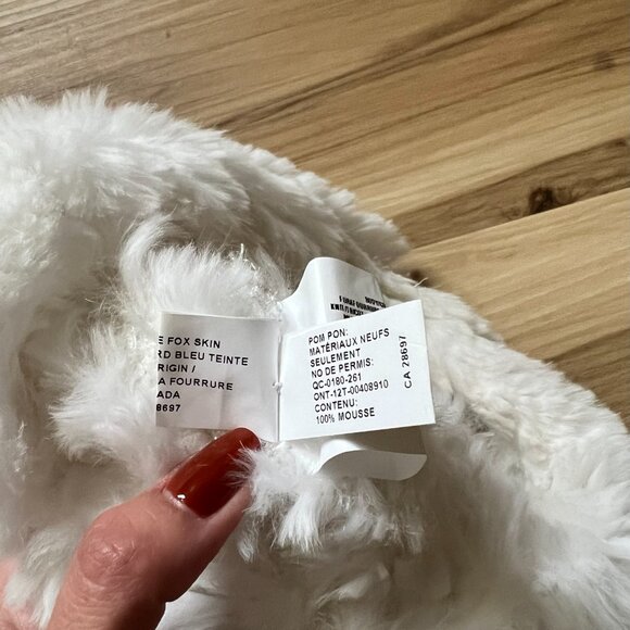 Rabbit Fur Hat with Fox Pom Pom - Picture 3 of 4